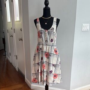 Urban Outfitters Red and White Scoop Neck Midi Sundress